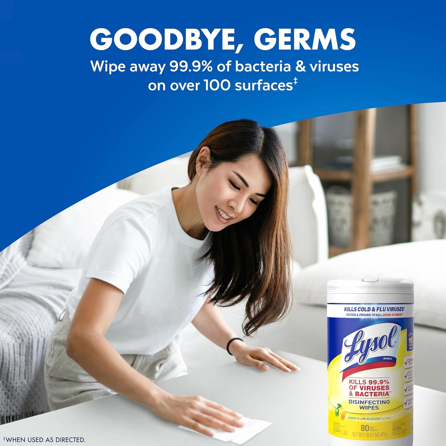 LYSOL Disinfecting Wipes, All Purpose Cleaner, Multi-Surface Antibacterial Cleaning Wipes, Household Cleaning Supplies, Dorm Essentials, Lemon + Crisp Linen + Mango & Hibiscus Scent, 80 ct. (3 Pack)