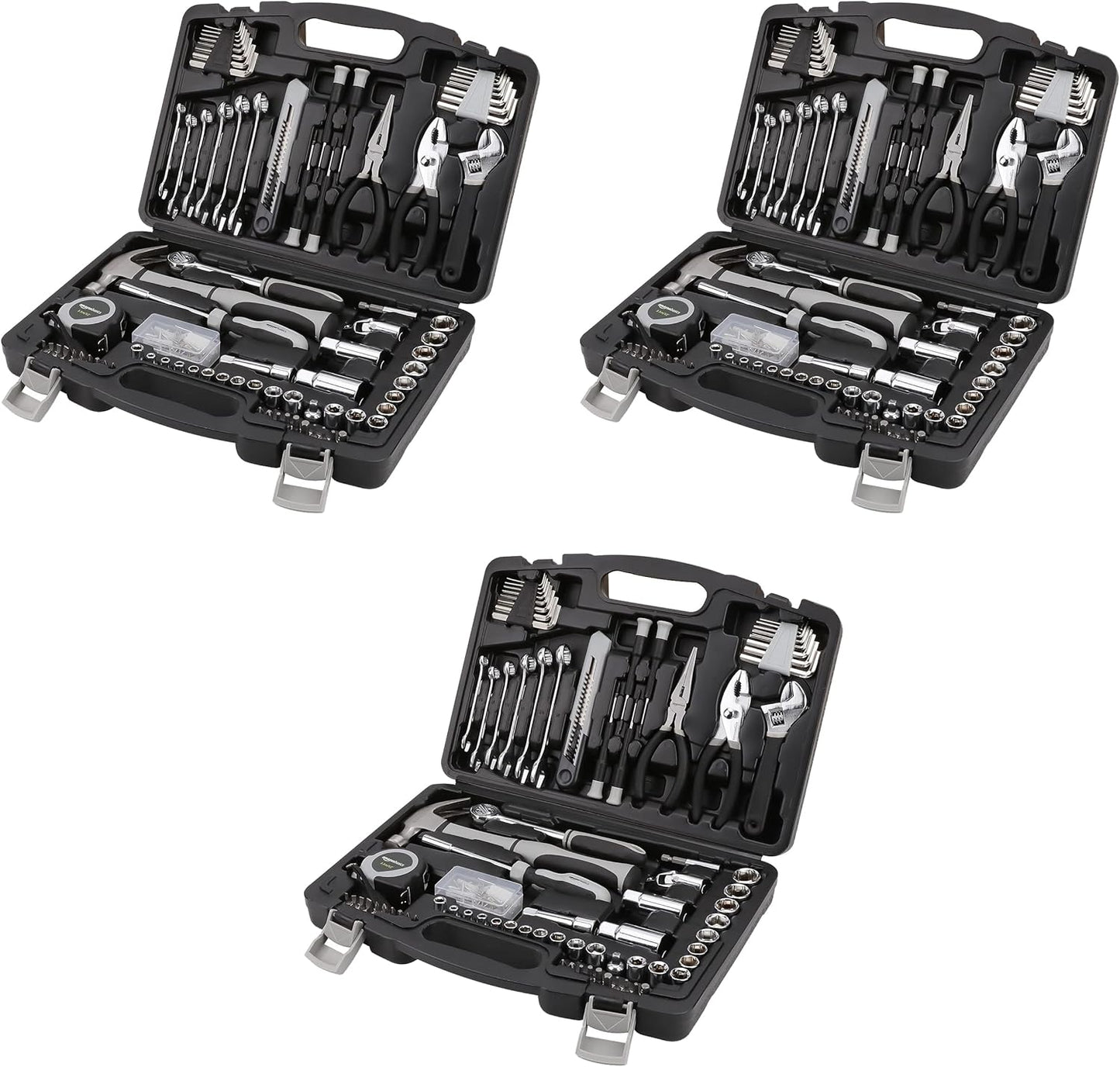 Amazon Basics 173-Piece General Household Hand Tool Set with Storage Case, Portable Tool Kit for Home Maintenance and Everyday Repairs