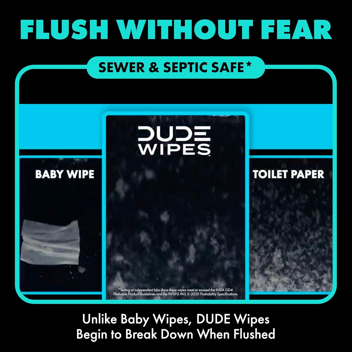DUDE Wipes Mint Chill Pocket Packs - Travel Wipes - 6 Packs of 8 (48 Count) - On-The-Go Adult Flushable Wipes - Infused with Tea Tree Oil, Vitamin E, and Aloe - Septic and Sewer Safe