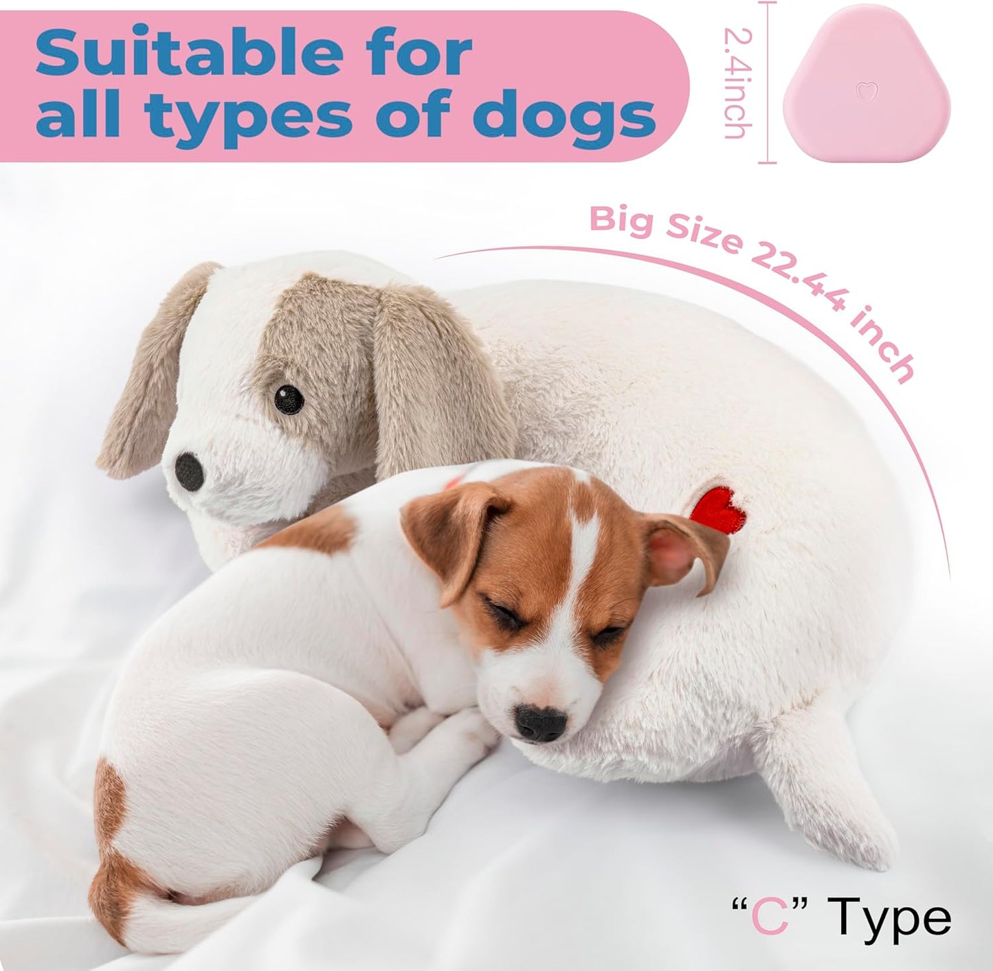 Moropaky Heartbeat Puppy Toy for Dogs, Heartbeat Stuffed Animal for Anxiety Relief Calming Aid, Heartbeat Stuffed Toy for Behavioral Aid Crate Kennel Training, Puppy Essentials White