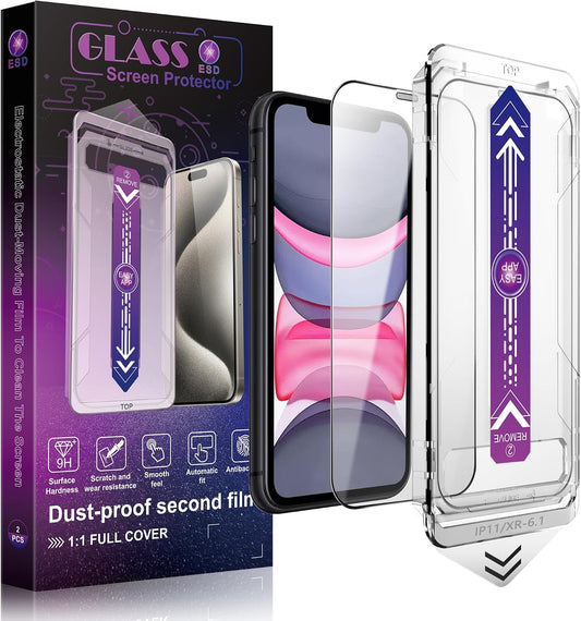 2 Pack Screen Protector Tempered Glass for iPhone 11 and iPhone XR 6.1-Inch Auto Dust Removal, No Bubbles, High Definition Clear, Easy Installation
