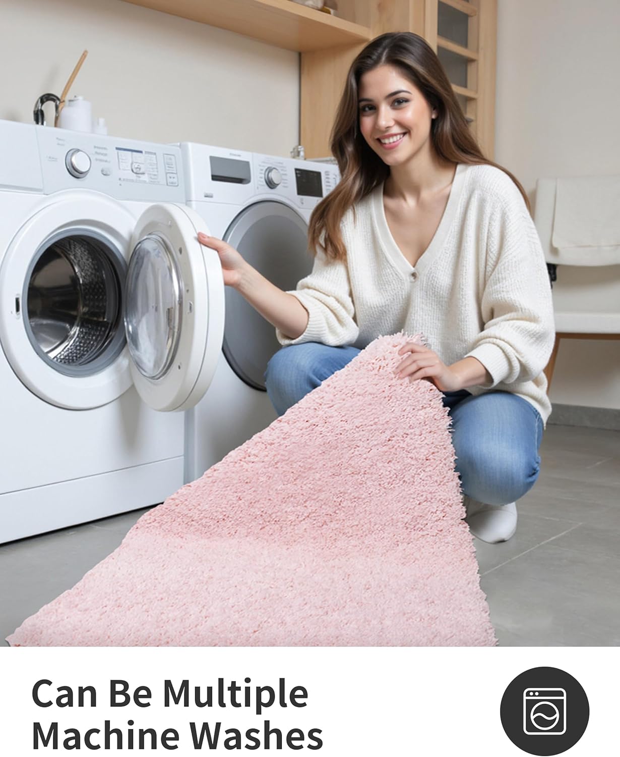 ILANGO Dark Pink Bathroom Rugs 24" × 17" Small Non Slip & Super Absorbent Extra Thick Soft, Washable Bath Mat for Floor, Microfiber Plush Shaggy Bath Rug with Rubber for Bathtub Shower Room Sink