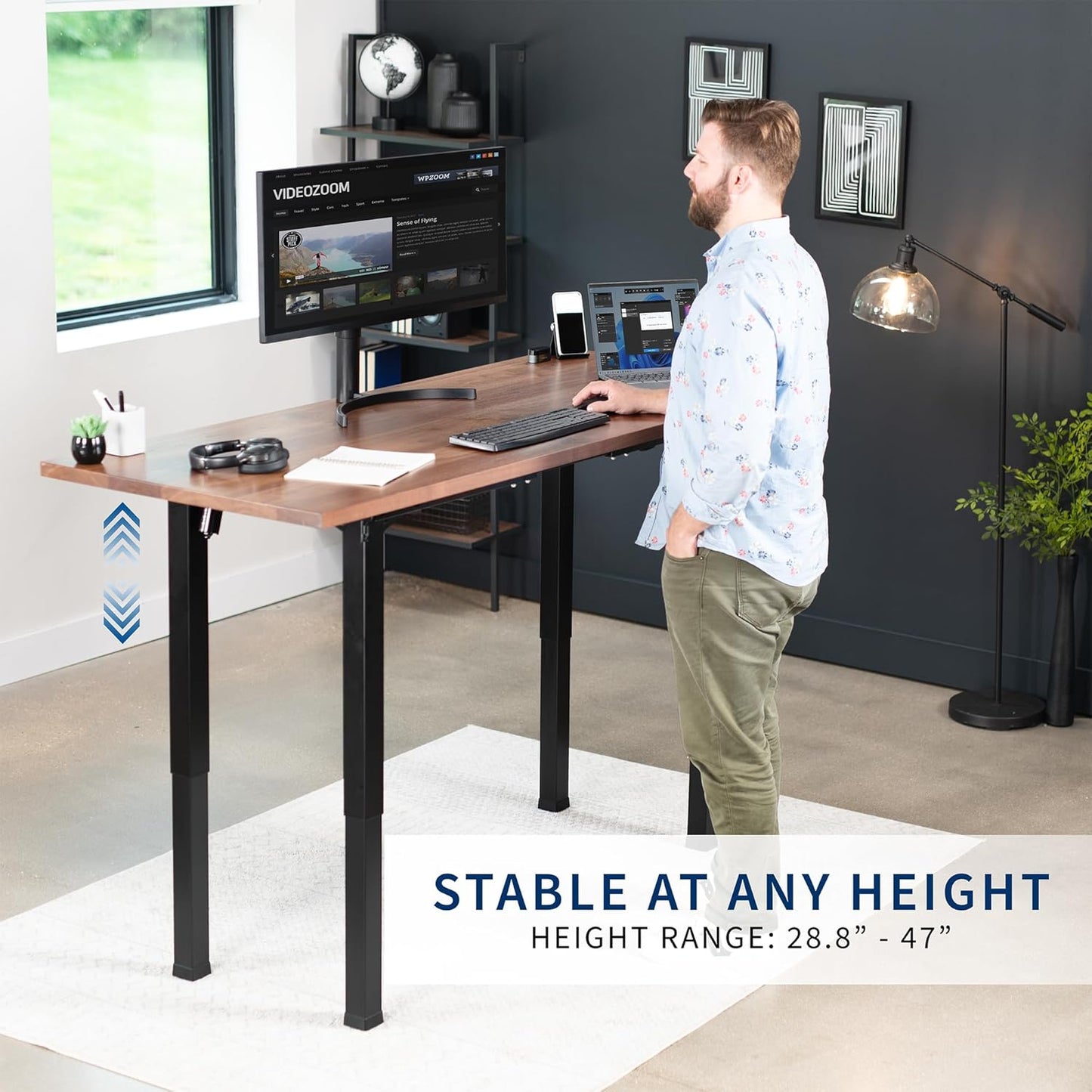 VIVO Electric 4-Leg Dual Motor Standing Desk Frame for Table Tops up to 84 x 43 inches and 220 lbs, Memory Controller Height Adjustment, Frame Only, Black, DESK-E4B