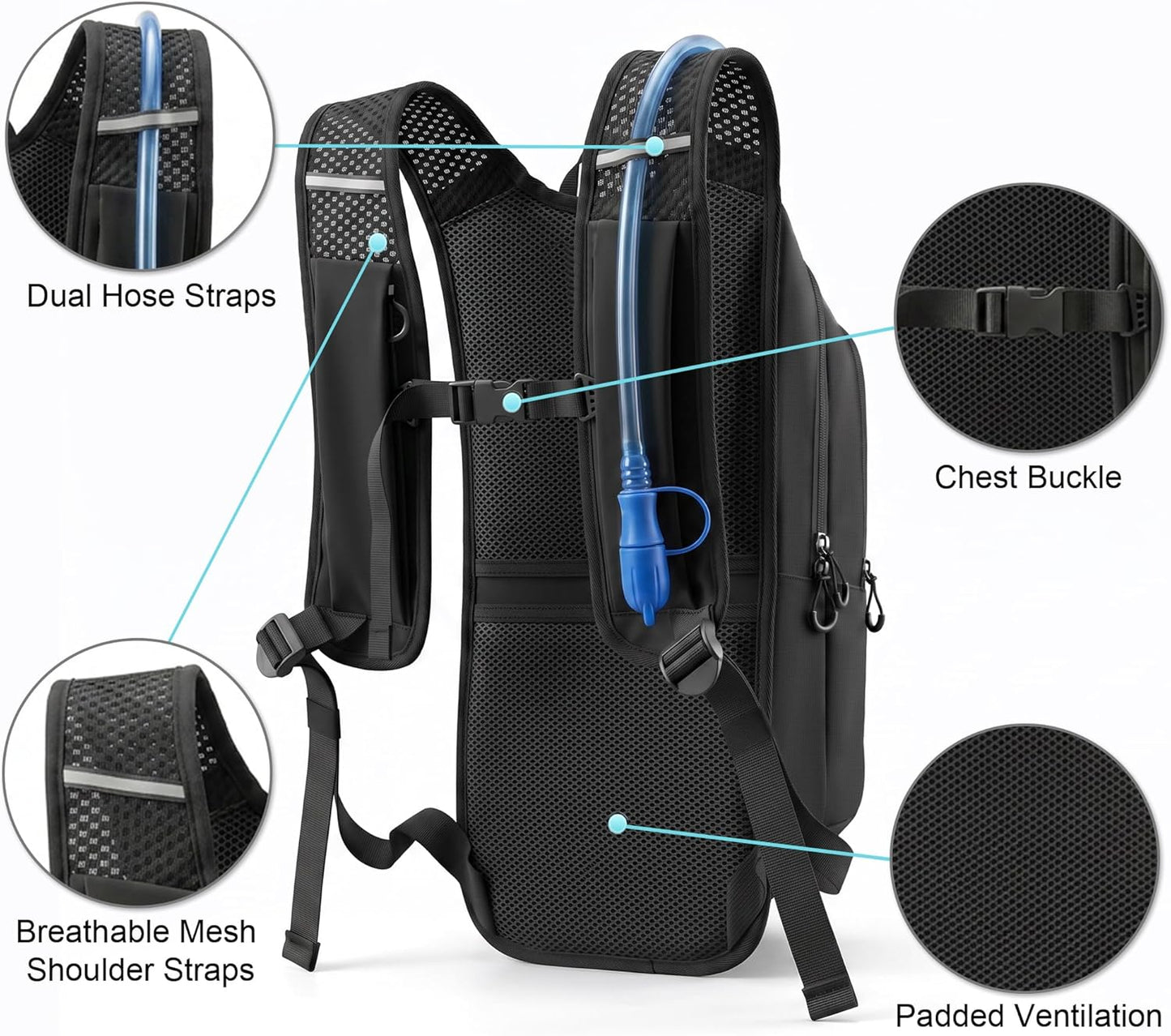 MIYCOO Hydration Backpack - Lightweight Hiking Water Backpack with 2L Water Bladder, Running Hydration Vest Backpack for Men Women, Hydration Pack for Hiking, Cycling, Climbing