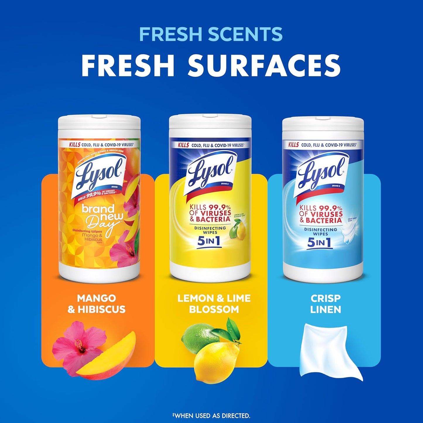 LYSOL Disinfecting Wipes, All Purpose Cleaner, Multi-Surface Antibacterial Cleaning Wipes, Household Cleaning Supplies, Dorm Essentials, Lemon & Lime Blossom Scent, 80 ct. (4 Pack)