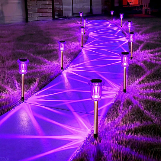 Christmas Solar Lights Outdoor 10 Pack Solar Pathway Lights Outdoor Halloween Decorations Waterproof Yard Lighting for Driveway Garden Walkway Path Landscape Lawn