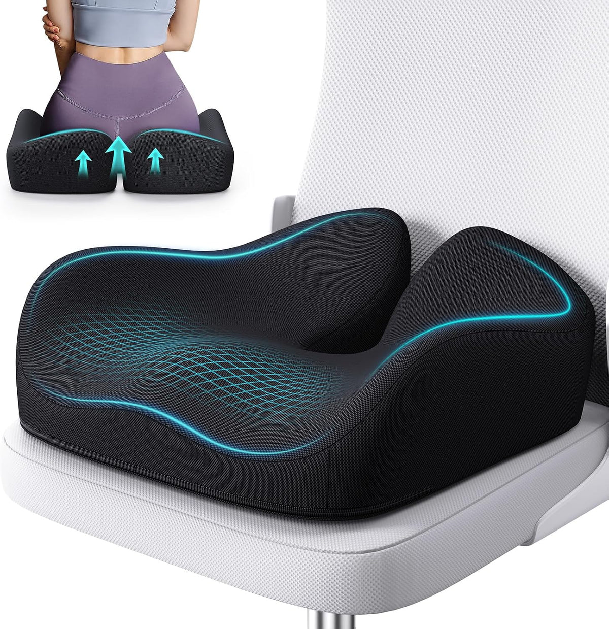 Benazcap Memory Foam Seat Cushion, Ergonomic Office Chair Cushion