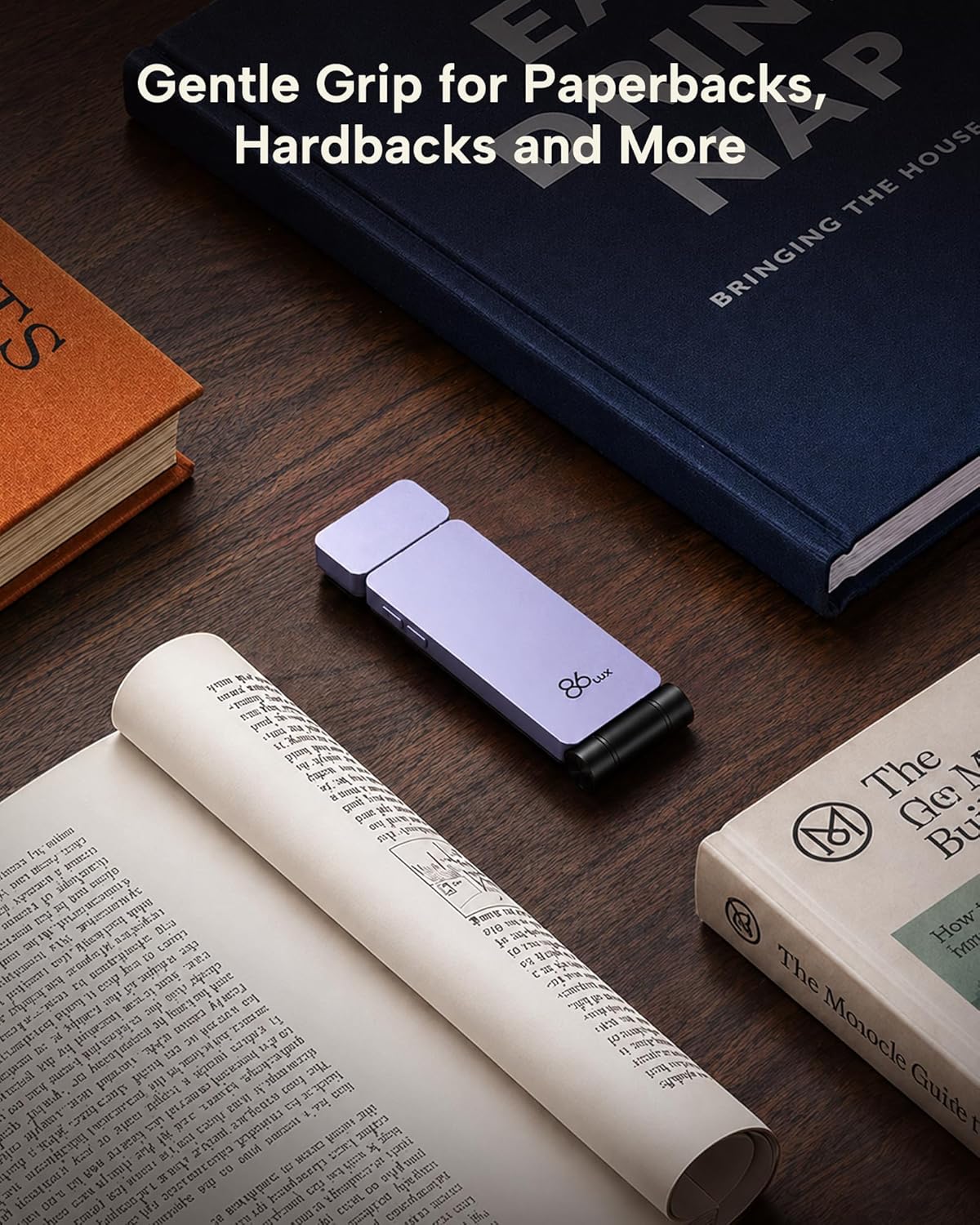 86lux Book Light, Rechargeable Clip-On LED Reading Light for Bed & Night Use - 3 Color Temperatures with Stepless Dimming, Ultralight Bookmark Design for Kids, Book Lovers, Purple