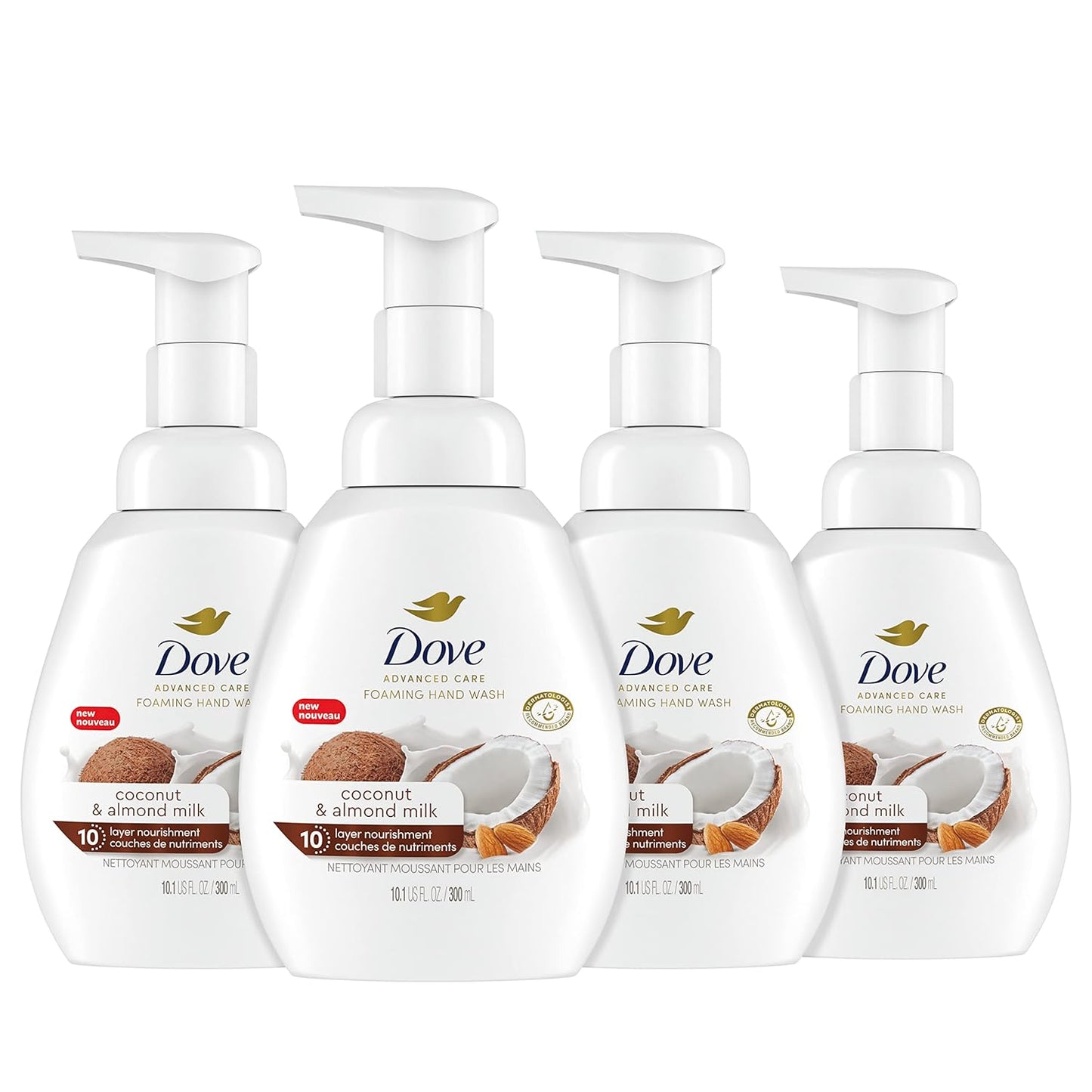 Dove Advanced Care Hand Wash Shea Butter & Warm Vanilla 4 Count for Soft, Smooth Skin, More Moisturizers than the Leading Ordinary Hand Soap, 12 oz
