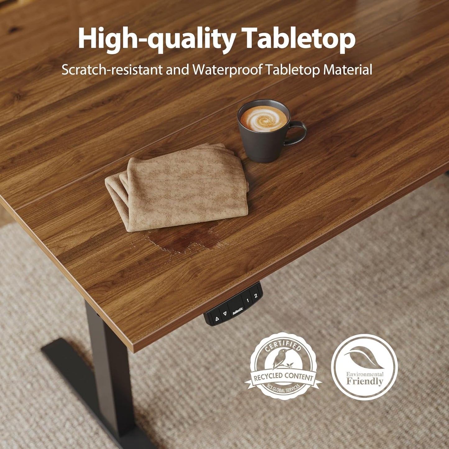 Agilestic Electric Standing Desk, 48 x 24 Inches Height Adjustable Desk, Sit Stand up for Work Office Home, Ergonomic Rising Computer Table with Memory Preset, Dark Walnut