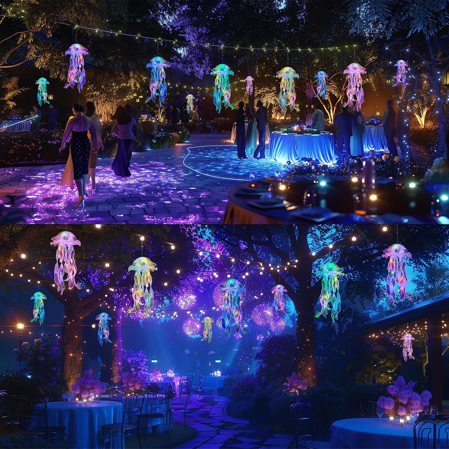 Jellyfish Decor - 10 Pcs Light Up Jellyfish Lanterns, Hanging Jelly Fish Decorations for Mermaid Birthday Decorations & Under The Sea Party Decorations, Ocean Themed Supplies Gifts