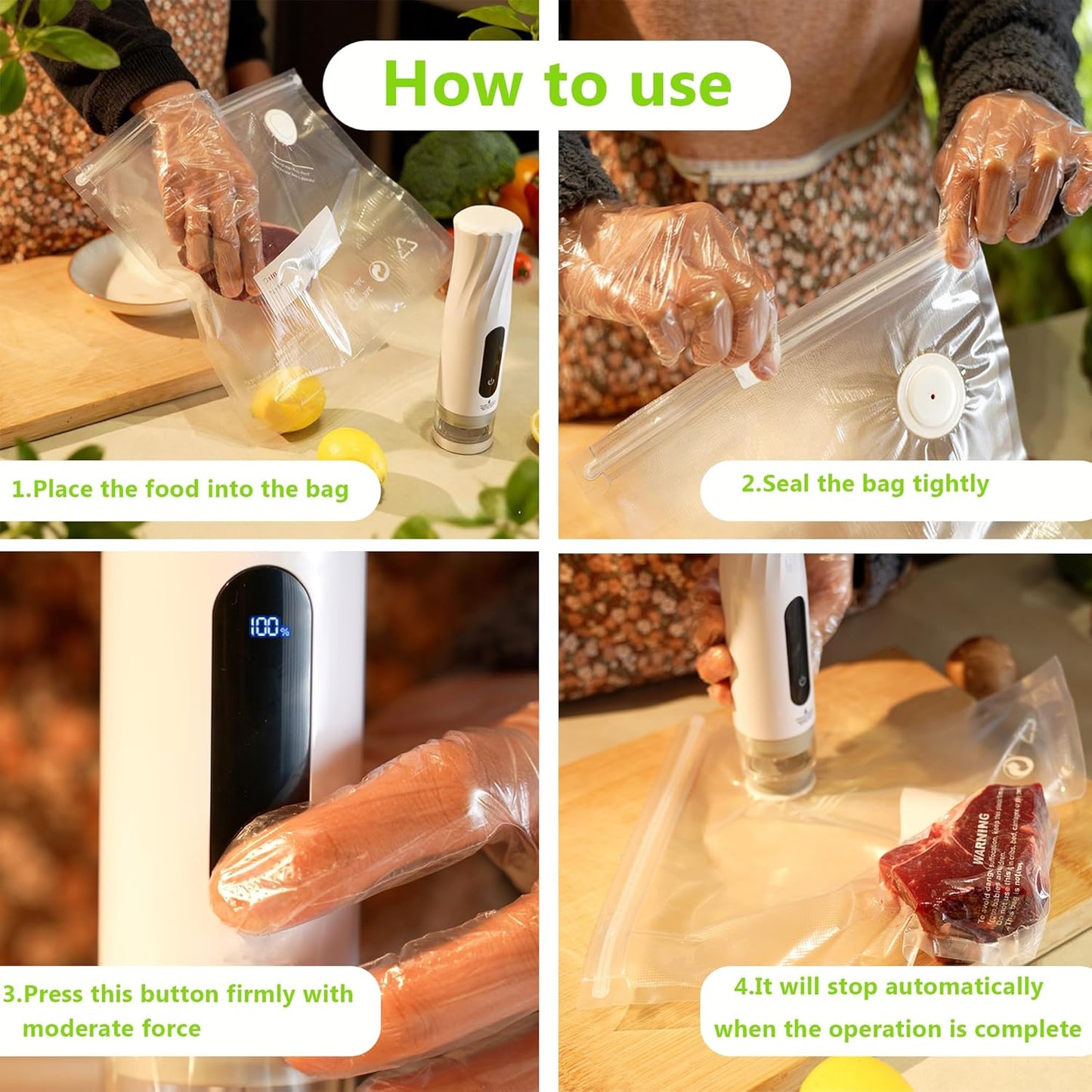 Compact Vacuum Sealer for Food Storage: Portable Handheld Food Sealer, 80kPa Suction, 1800mAh Battery, 30 Reusable Vacuum Bags, Preserve 5X Freshness with Easy Operation