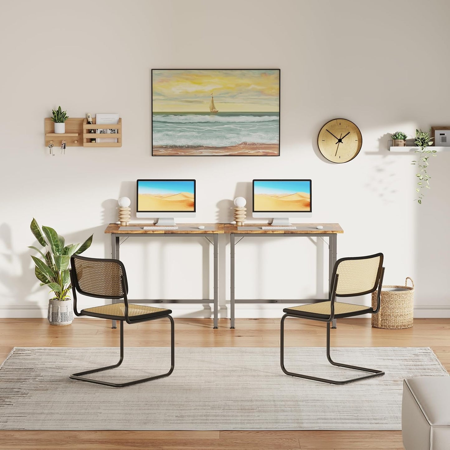 COTUBLR Small Desk, 24 Inch Small Computer Desk for Spaces, Compact Tiny Mini Simple Desk Table for Bedroom Home Office Writing Work Study Kids Student Teacher, Bonus Mousepad, Rustic Brown