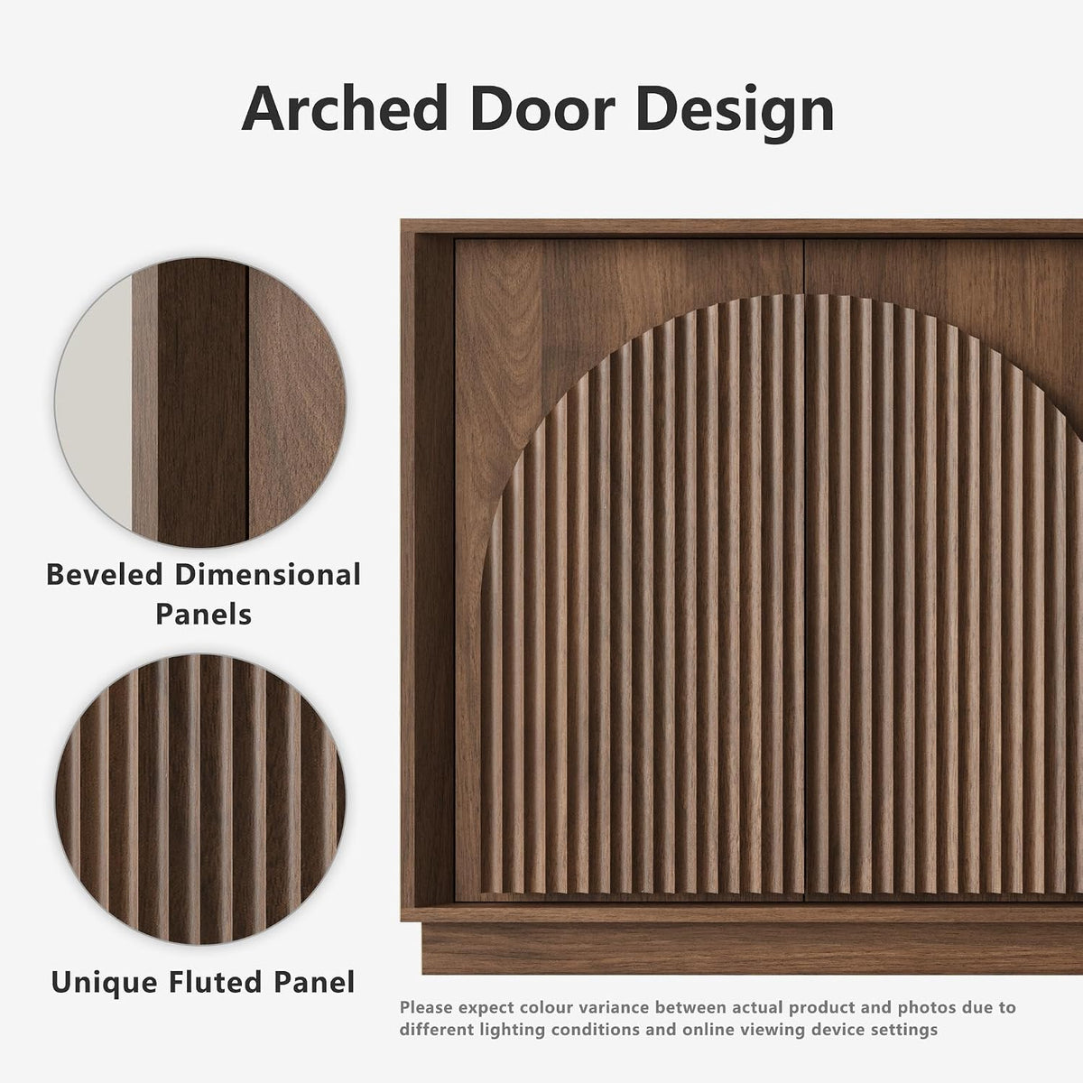 win2win 65" Sideboard Buffet Cabinet with Storage, Modular Credenza, Walnut