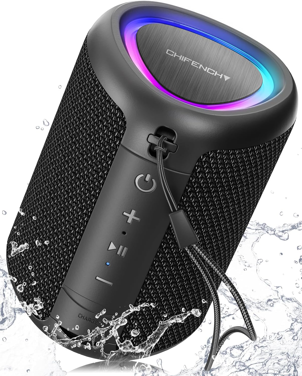Portable Bluetooth Speaker Beach Essentials: Powerful Crystal Clear Sound/Dynamic Light/IPX5 Waterproof/All Day Playtime/Wireless BT 5.3/TWS Paring, Dad Gifts, Outdoor|Travel|Camping|Pool Accessories