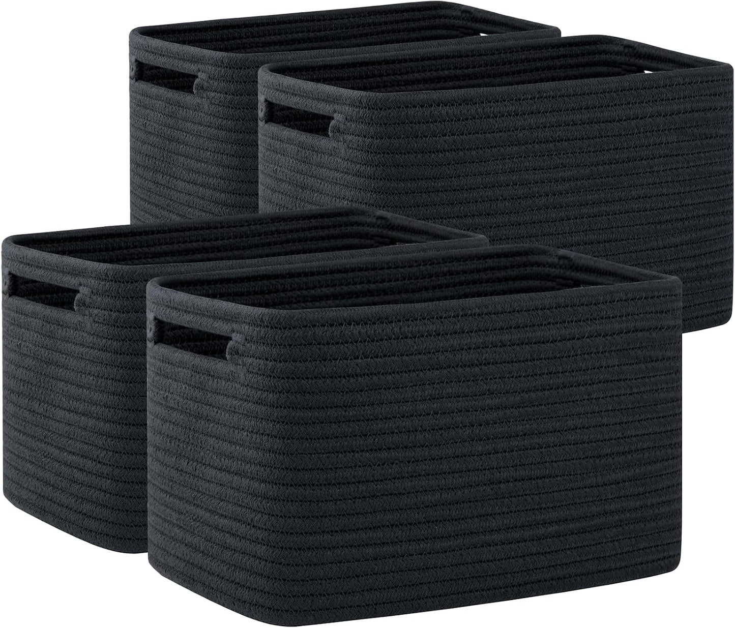 OIAHOMY 4 Pack Storage Baskets for Organizing 24L Cube Storage Bins Black