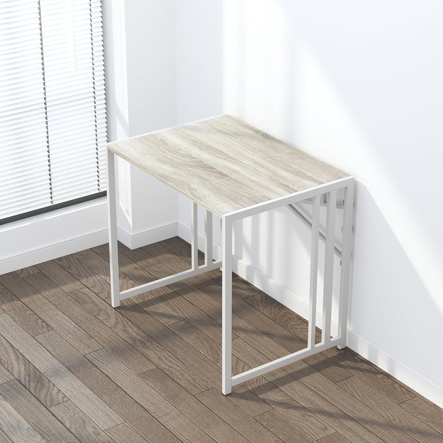 Lutown-Teen Small Folding Desk 32 inch, No Assembly Required Small Office Desk, Writing Gaming Computer Camping Desk, Beige