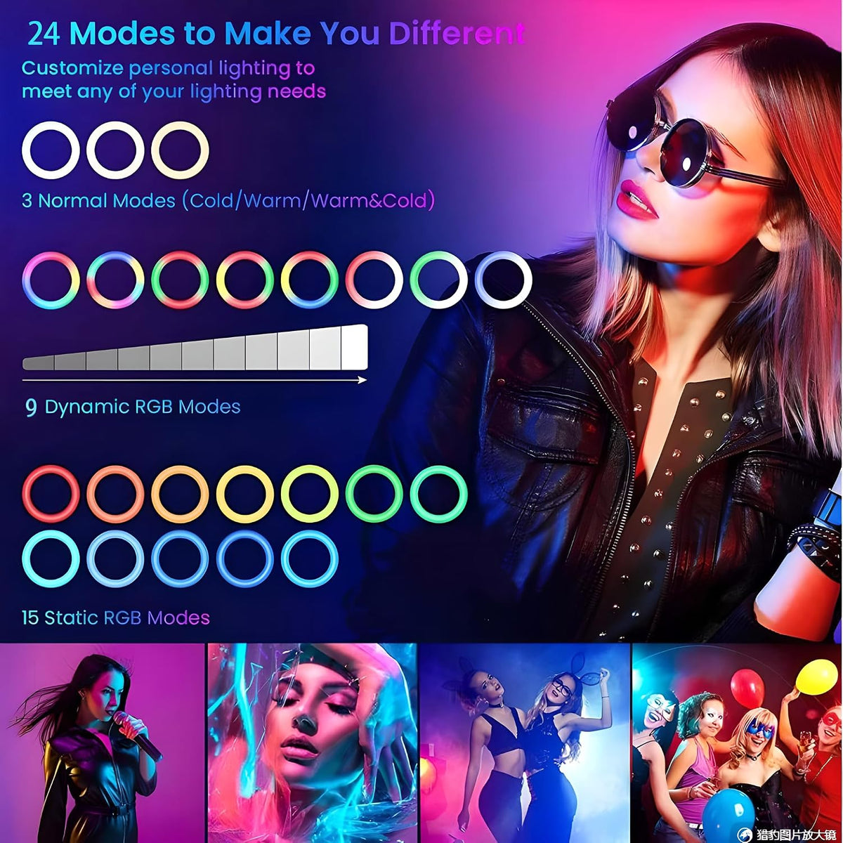 12" Selfie Ring Light with 4" Desktop Tripod Stand & 1 Phone Holder, LED Ringlight with Dimmable Modes(RGB) for Makeup/Photography/Videos/Vlog/TikTok(STDLR12-V2)
