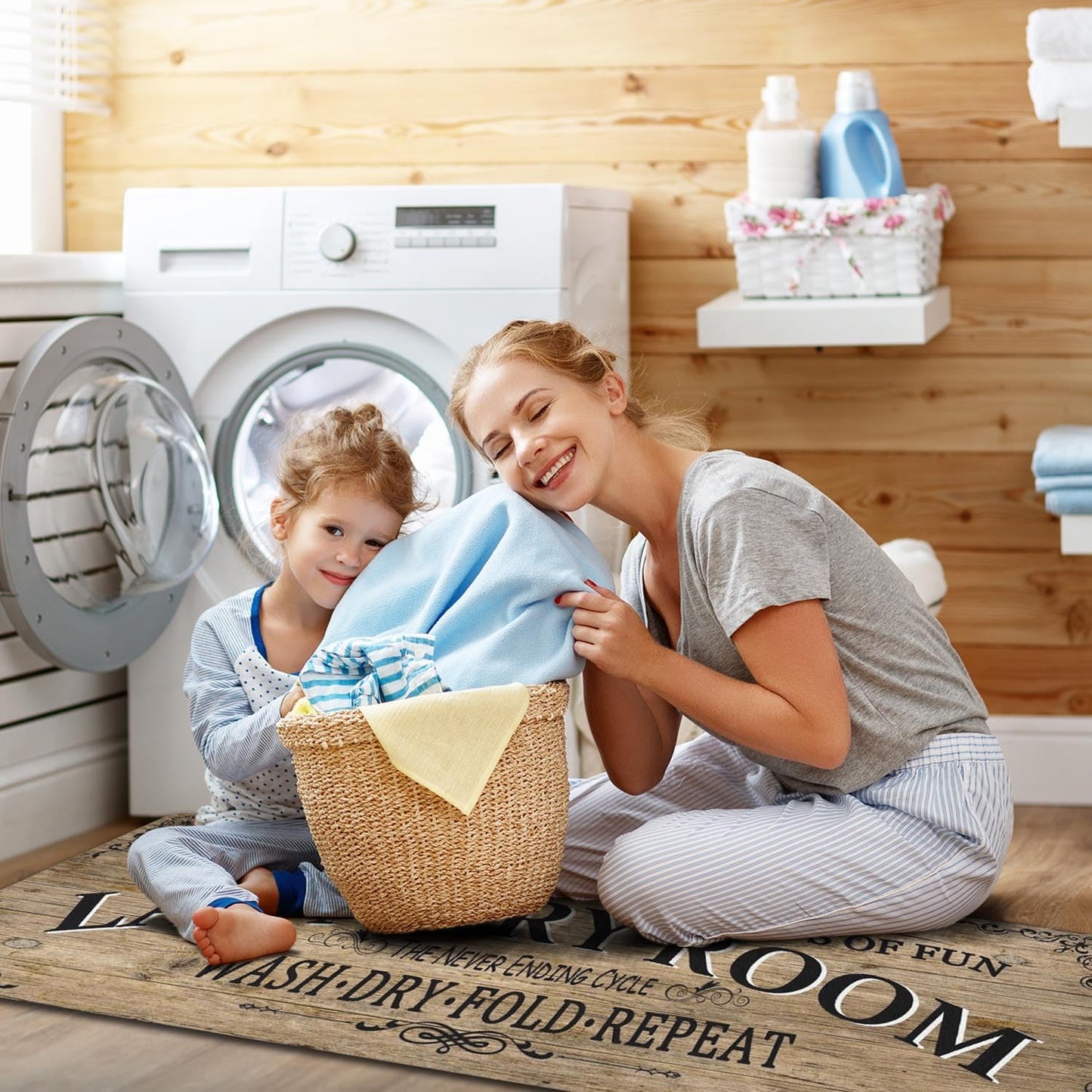 Non Slip Laundry Room Rug - Farmhouse Kitchen Floor Mat -Laundry Room Rug- Runner Decor -Washable Floor Carpet for Washroom Mudroom Kitchen Bathroom Hallway-20 x48