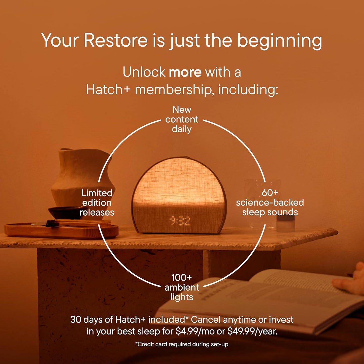 Hatch Restore 3 Sunrise Alarm Clock, Sound Machine, Smart Light (Greige) - White Noise, Screen-Free Sleep Routine