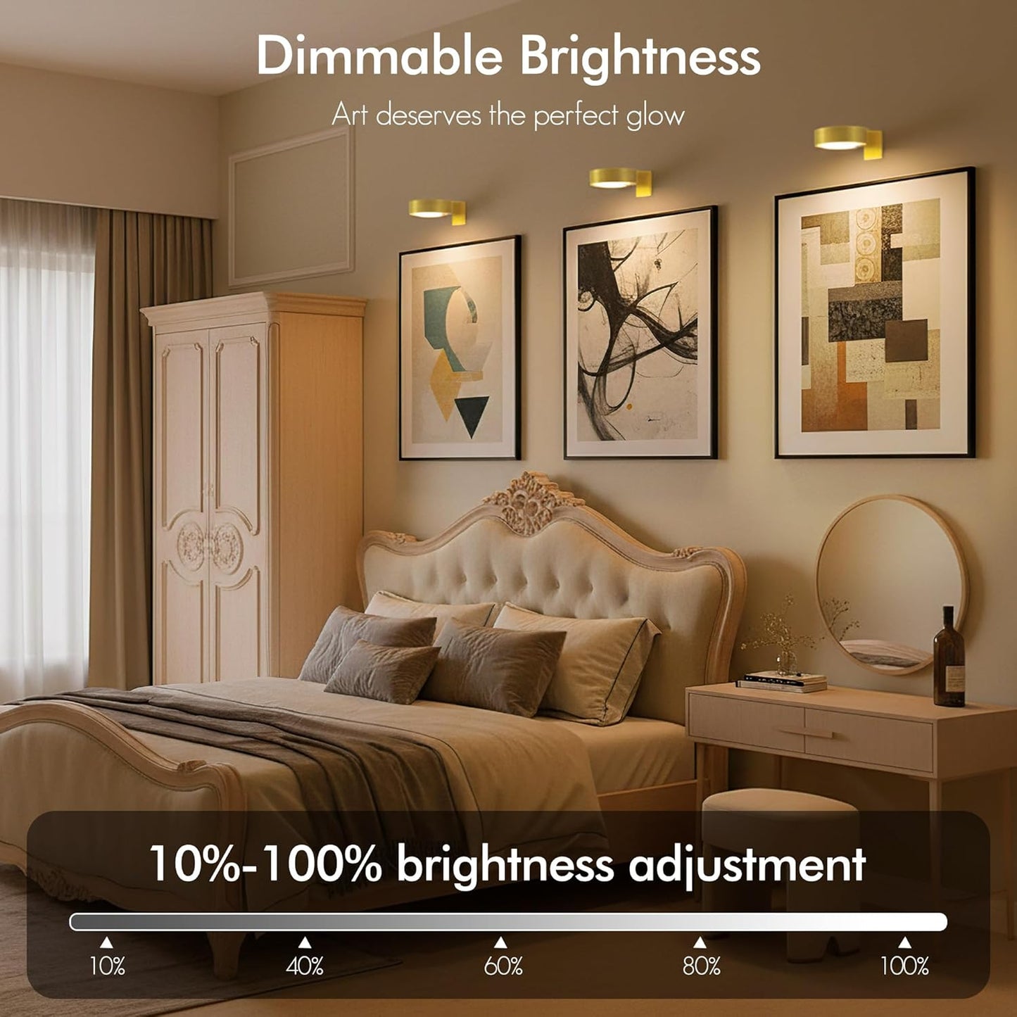 3-Pack Picture Lights for Wall, Rechargeable Battery Operated Led Painting Light with Remote Dimmable ＆ Timer, 3 Lighting Modes Magnetic Art Display Light, Wall Decorative Lighting for Picture,Frame