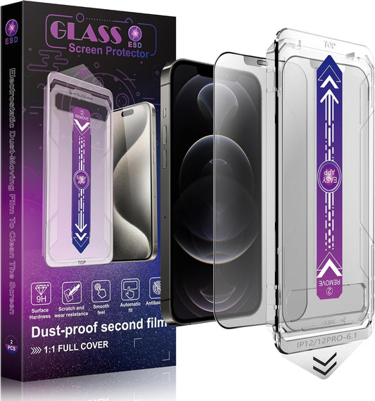 2 Pack Matte Screen Protector for iPhone 12 and iPhone 12 Pro 6.1-Inch Auto Dust Removal, No Bubbles, Tempered Glass Film, Easy Installation