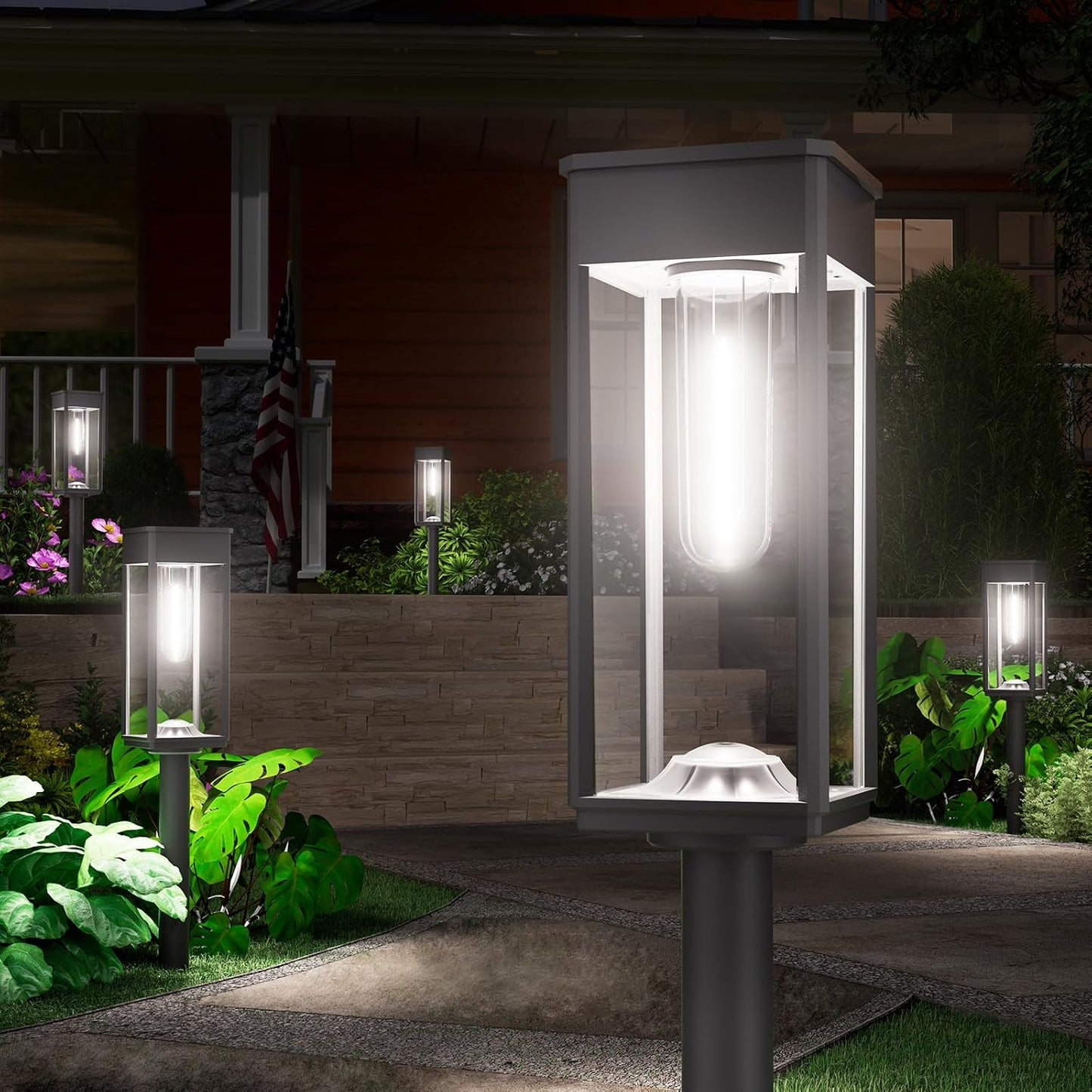 NEWMESSI 8 Pack Bright Solar Pathway Lights, IP65 Waterproof Outdoor Garden Path Lights, Solar Powered for Yard, Lawn, Walkway, Driveway Landscape Lighting (Cool White)