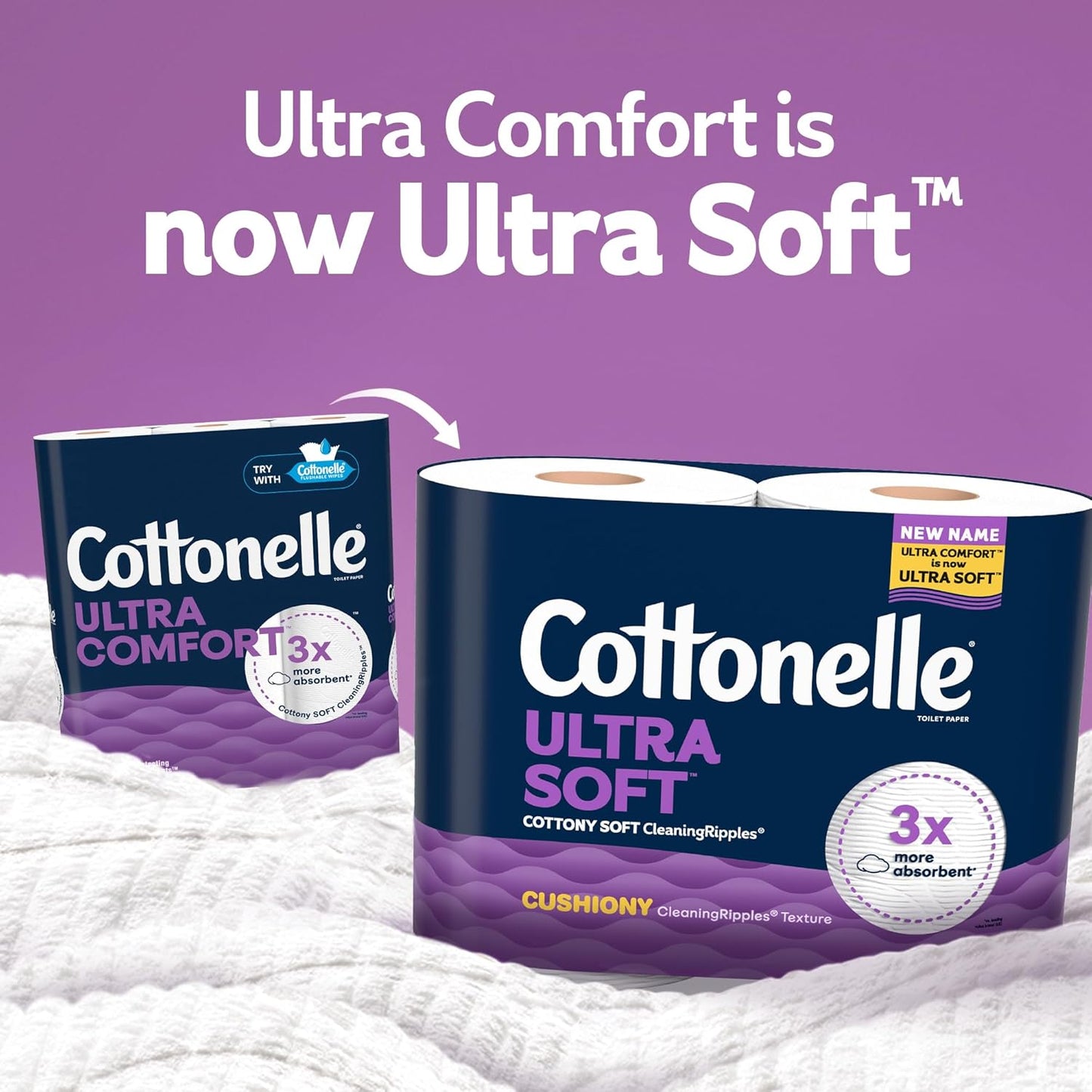 Cottonelle Ultra Soft Toilet Paper with Cushiony CleaningRipples Texture, Strong Bath Tissue, 24 Family Mega Rolls = 108 Regular Rolls (4 Packs of 6)