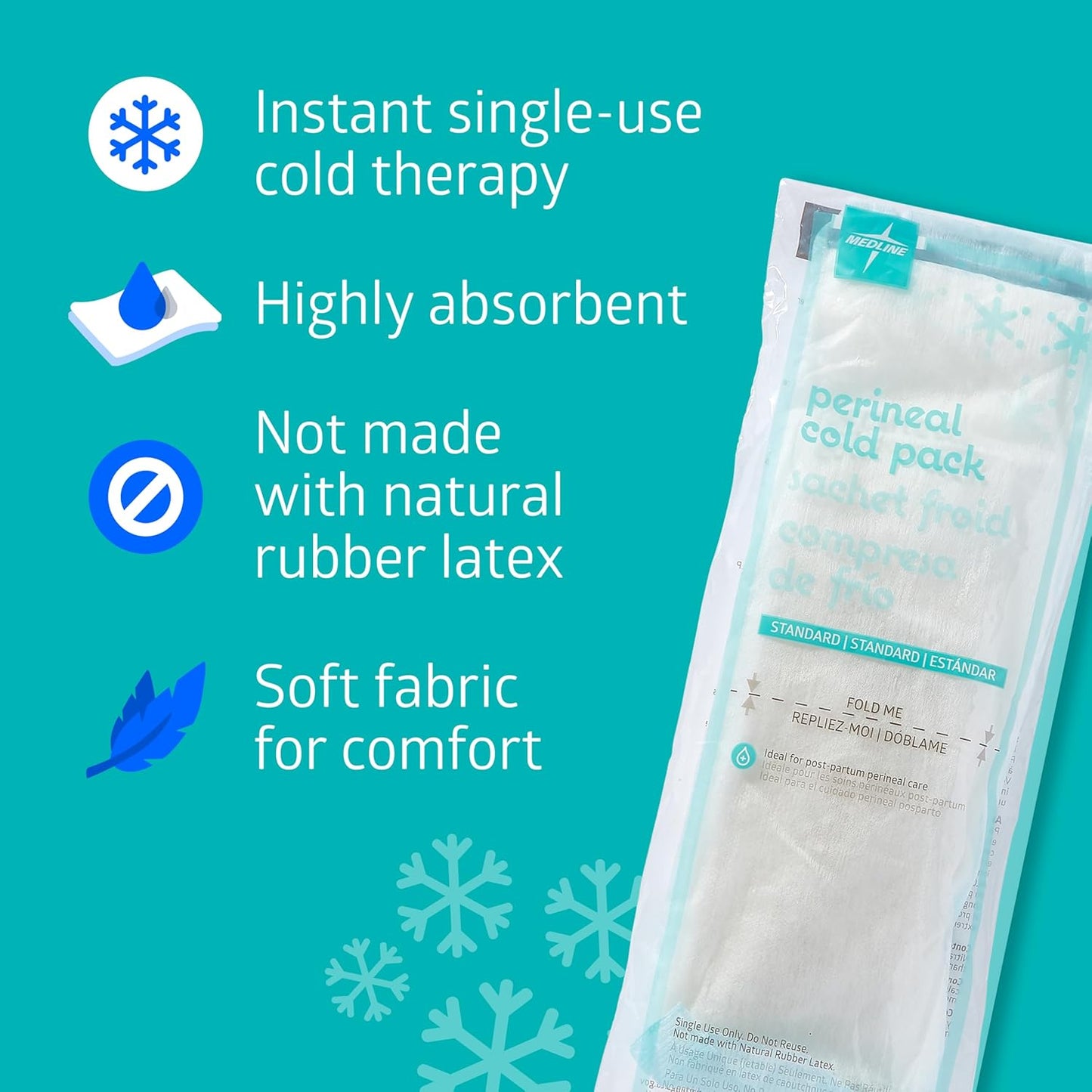 Medline Perineal Cold Packs for Postpartum Care (24 Count) Each Absorbent Pad is 4.5" x 14.25" Perfect for your After Delivery Postpartum Essentials Kit