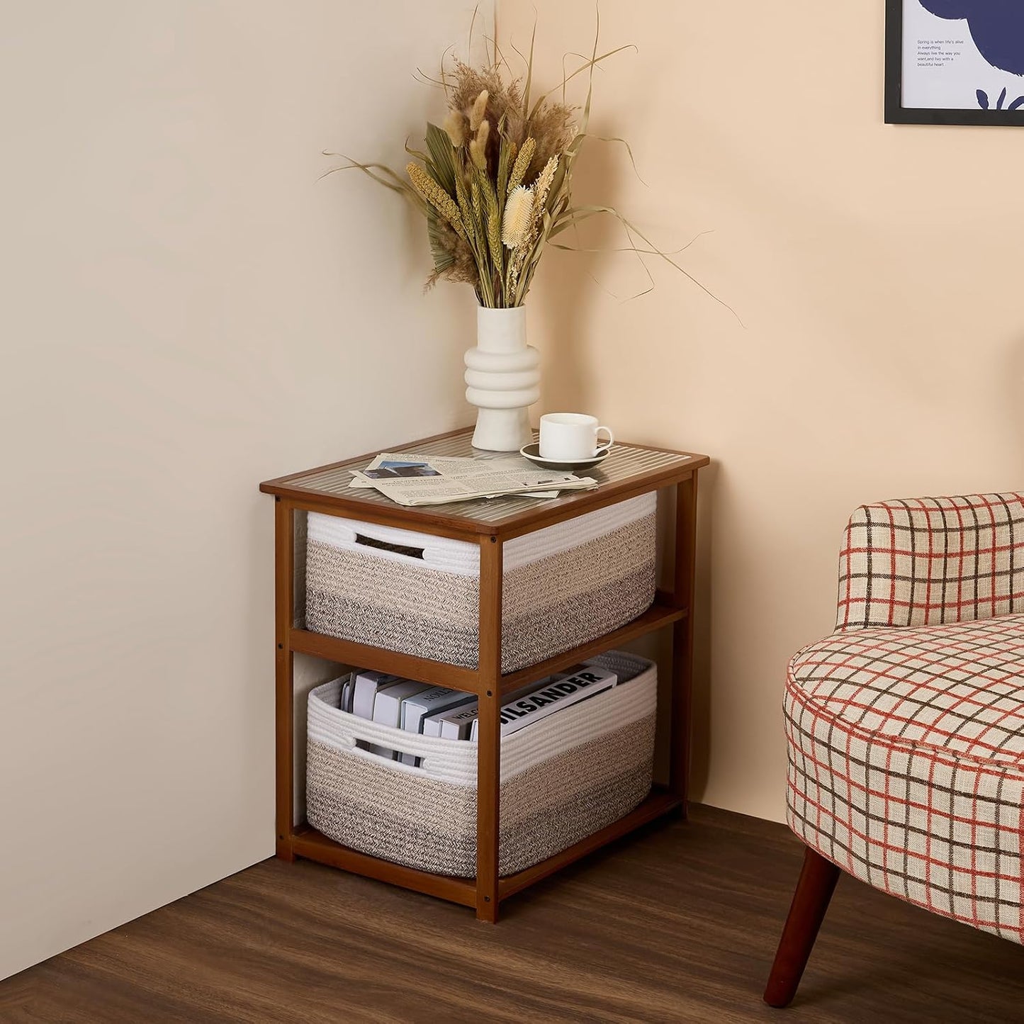 MiniArk Large Storage Baskets for Shelves, 17 x 13 x 7.5” Closet Organizers Bins for Clothes Blanket Towels, Baby Nursery, Toy Baskets Box, Woven Rope Baskets, 2 Packs Gradient Brown