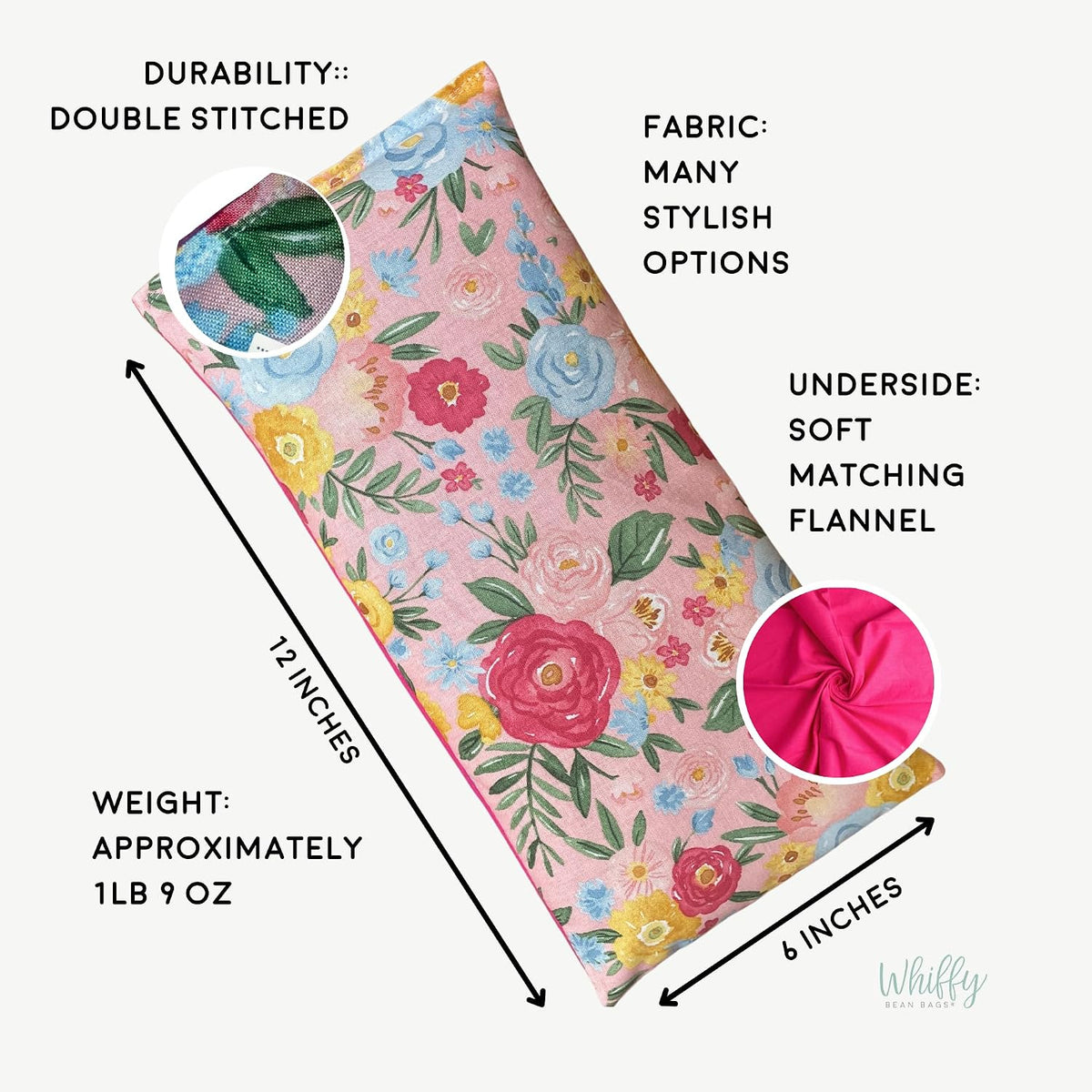 Large Microwave Heating Pad with Flax Seed, Scented or Unscented, Good for Back Pain or Cramps, Moist Heat Therapy or Ice Pack, Microwavable Bean Bag, 6" x 12" (Peach Floral, Peppermint)