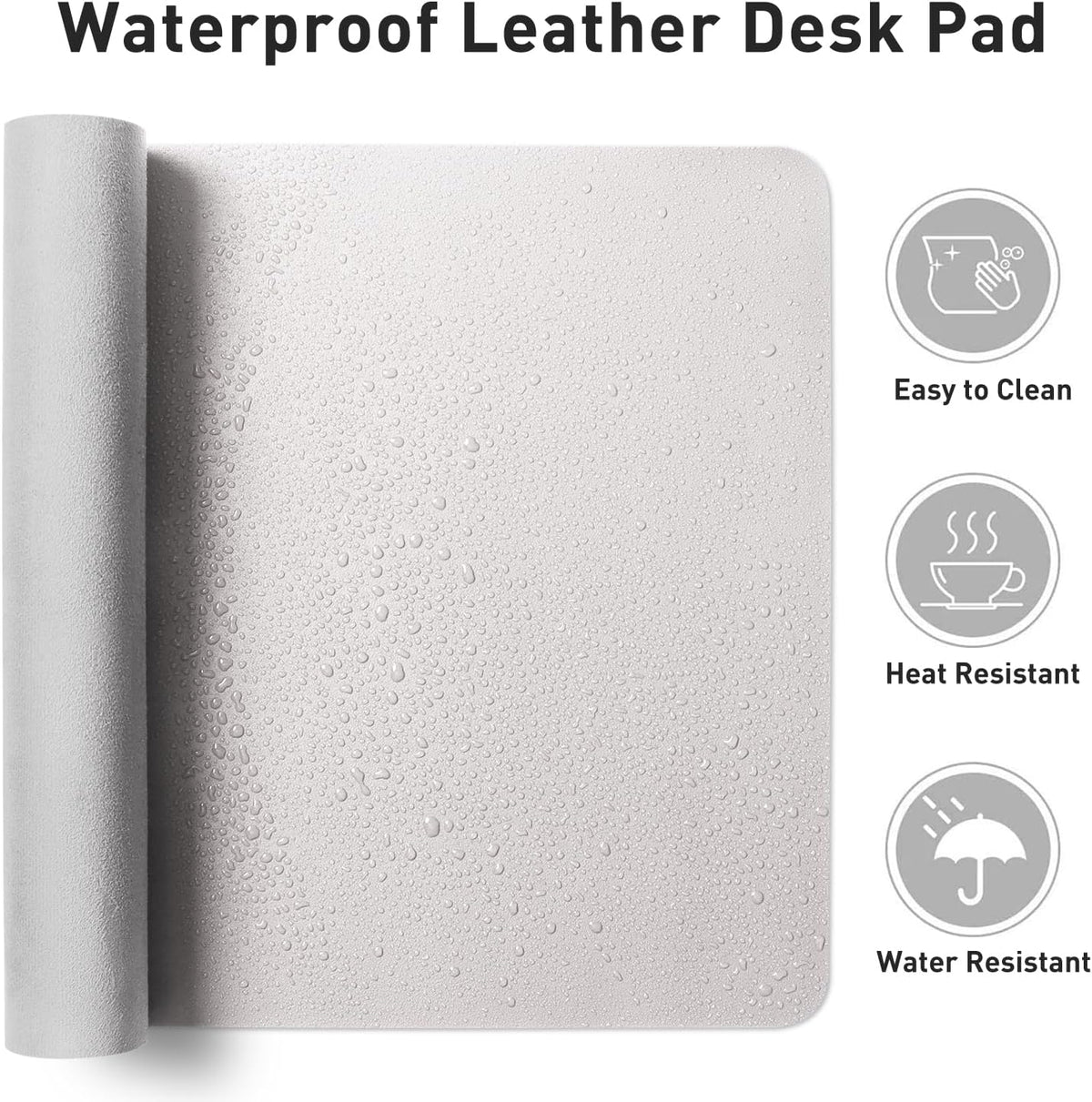 Aothia Large PU Leather Desk Pad Protector – Non-Slip Mouse Pad & Writing Mat for Office/Home, Waterproof, Easy to Clean (48" x 17", Pale Lavender White)