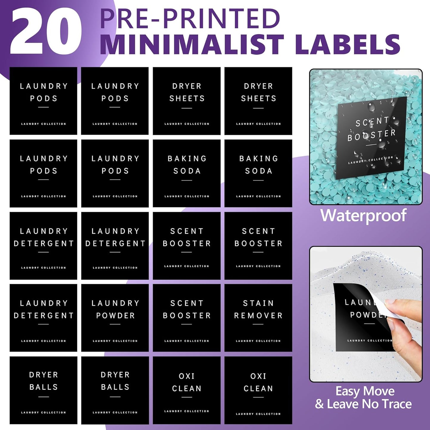 4 Pack Laundry Pods Container, Clear Laundry Room Organization Containers Essentials, Large Detergent Powder Storage Containers Black Wooden Lids & Labels Signs, Home Acrylic Laundry Pods Holder