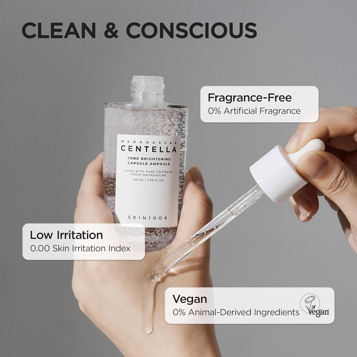 SKIN1004 Tone Balancing Capsule Ampoule, Niacinamide & Centella Serum for Face, Korean Hydrating Facial Serum for Unevne Skin Tone with Tranexamic Acid, Korean Skin Care, 3.38 fl.oz / 100ml