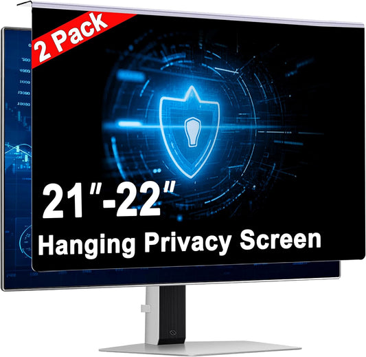 2 Pack 22 Inch Privacy Screen for Monitor, Hanging Anti Spy Screen Filter for 21 to 22 Inch 16:9 Widescreen Monitor, Removable Blue Light Reduction Protector for Office