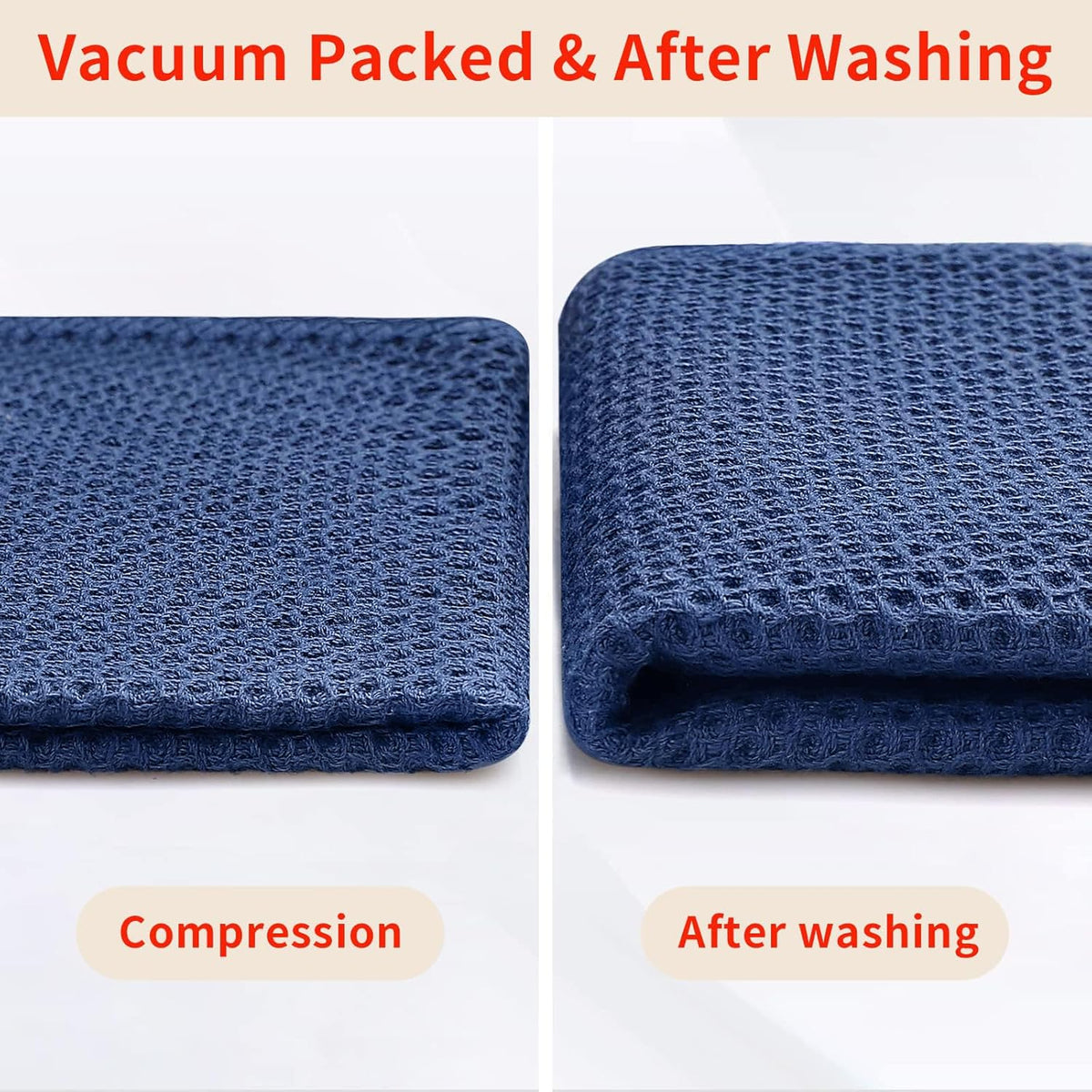 Homaxy 100% Cotton Waffle Weave Kitchen Dish Cloths 12-Pack, Navy Blue