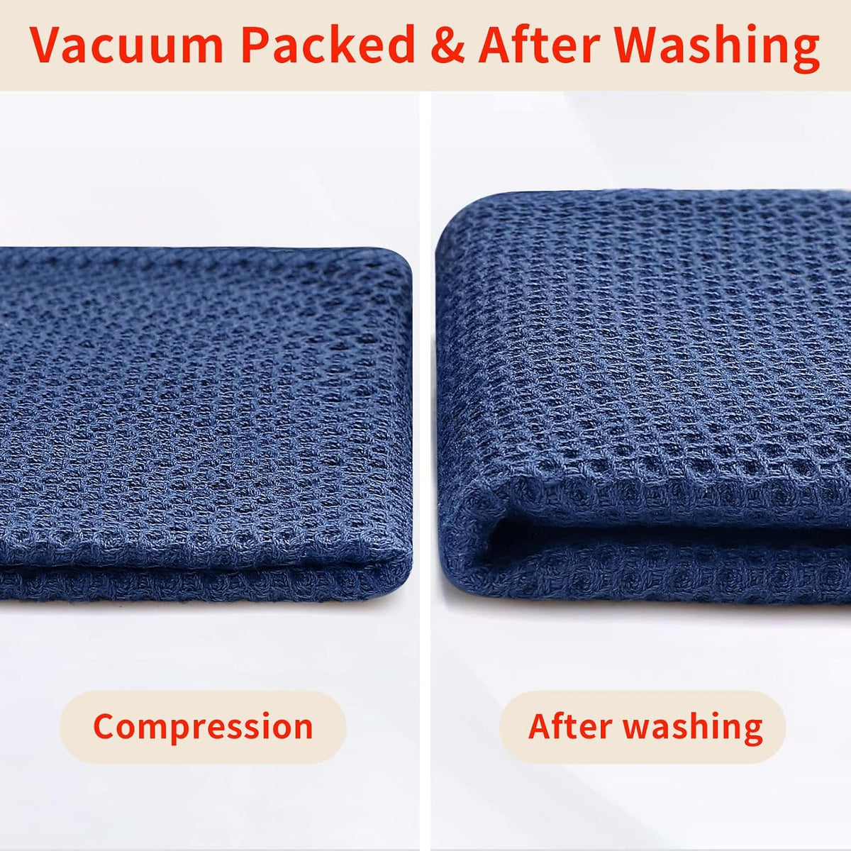 Homaxy 100% Cotton Waffle Weave Kitchen Dish Towels 6-Pack, Navy Blue