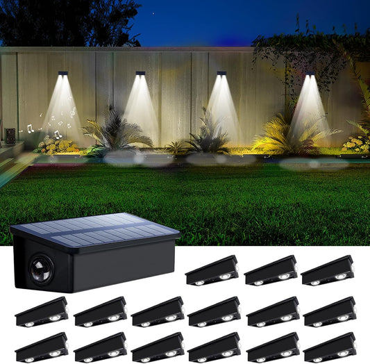 16 Pack Solar Fence Lights Outdoor, Cool White Waterproof Spot Lights