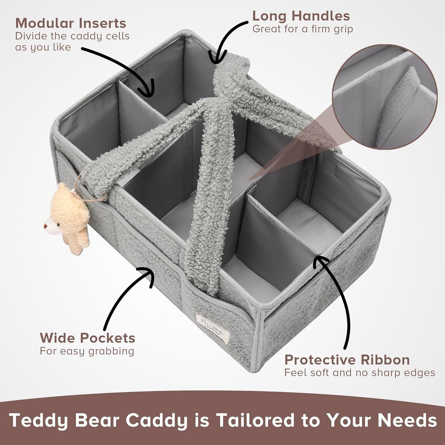 PeraBella Baby Diaper Caddy Organizer with Handle, Boy & Girl Shower Gift Basket, Portable Diaper Storage Basket Bin for Wipes, Newborn Baby Essentials Registry Search Must Haves, Car Caddy Organizer