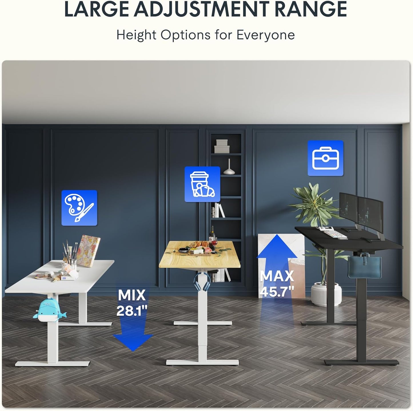 FLEXISPOT 60"x24" One-Piece Electric Standing Desk, 1" Thick Seamless Desktop for Home Office, Study & Multi-Monitor Setup, Black