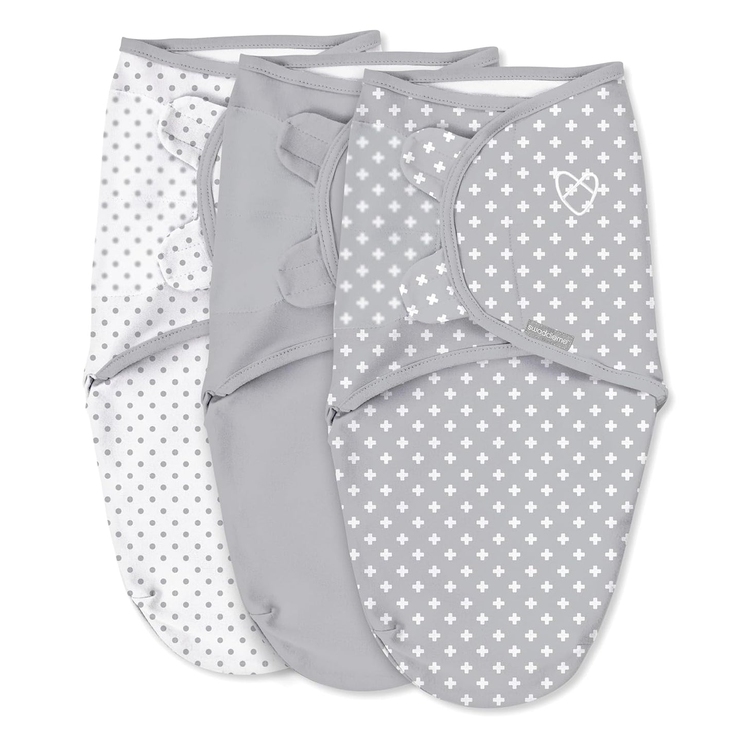SwaddleMe by Ingenuity Original Swaddle, 100% Cotton, Improves Sleep & Calms Startle Reflex, 0-3 Months, 1.0 TOG, 3-Pack, Baby Swaddle Blanket - Criss Cross