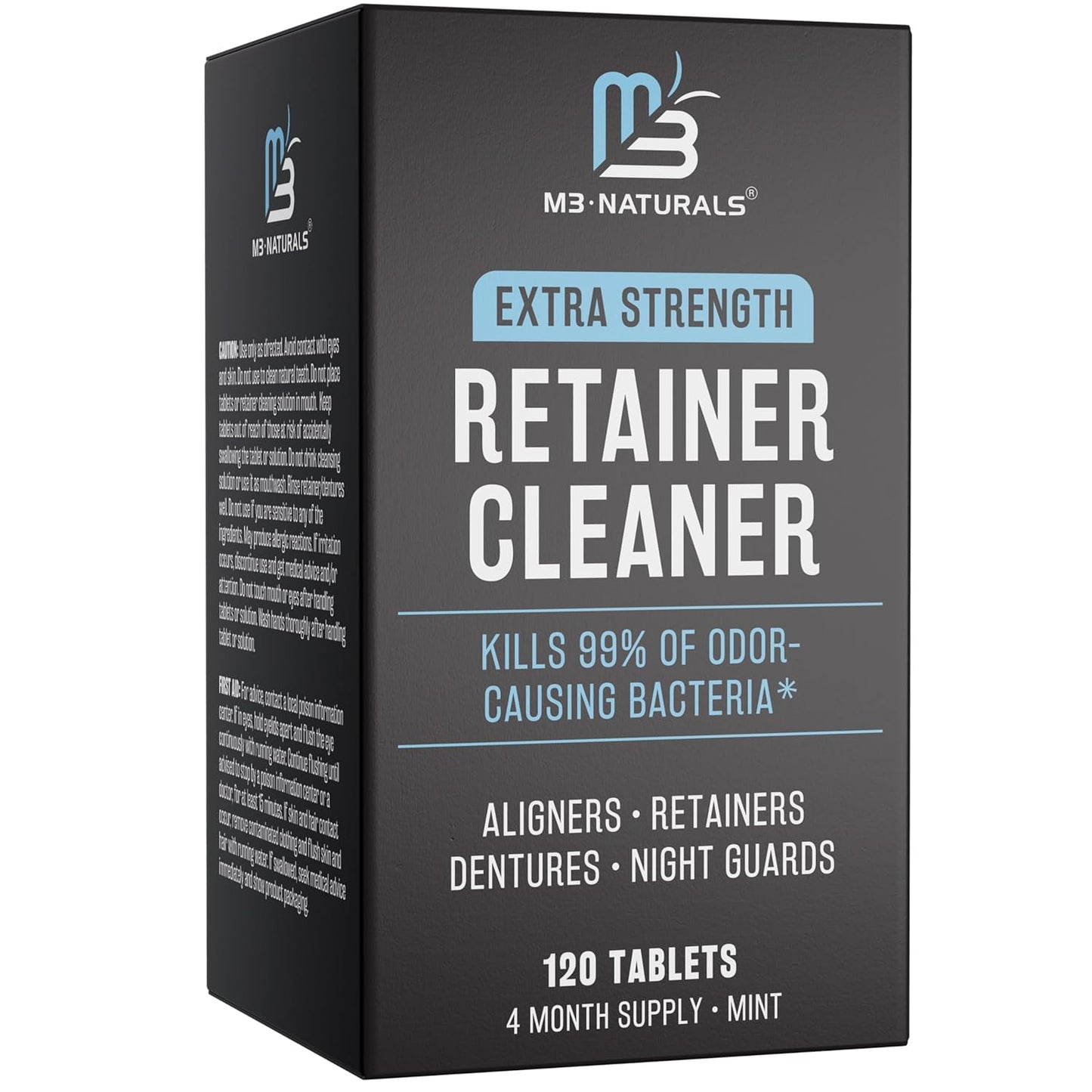 Retainer Cleanser Tablets Invisalign Cleaner, Removes Odors Discoloration Stains and Plaque 4 Month Supply Denture Cleansers Retainers Mouth Guards Denture Bath Mint by M3