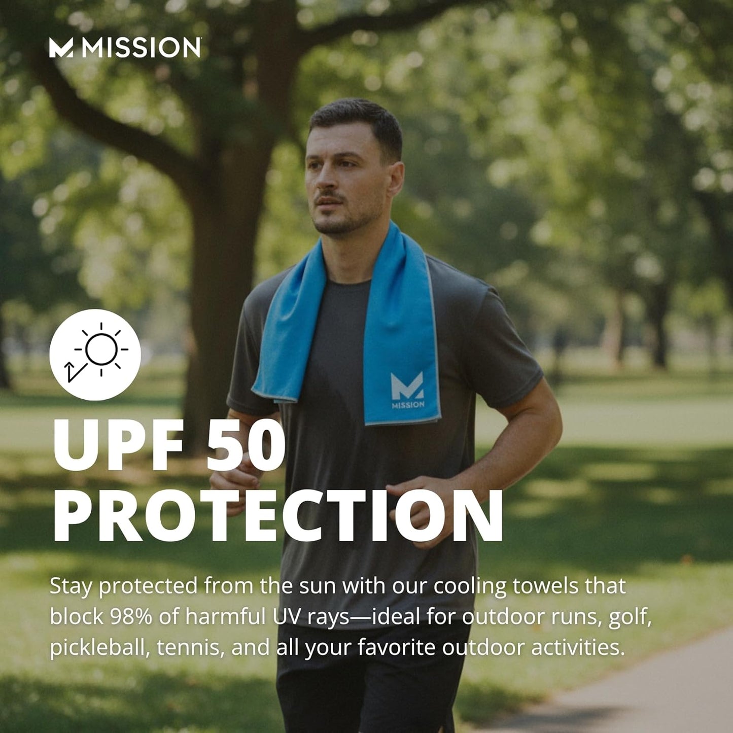 MISSION Max Plus Cooling Towel- Soft, Durable Microfiber - Cools Up to 3 Hours - UPF 50 Sun Protection - Machine Washable