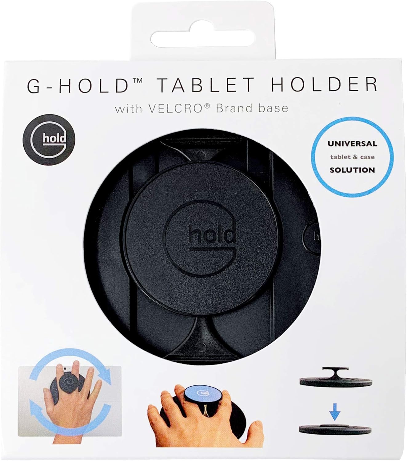 G-Hold® - Comfort Tablet Holder Works with Any Tablet, Tablet case, e-Reader, iPad - Universal, Ergonomic, Rotating, Folds Flat and Adjustable (Black)