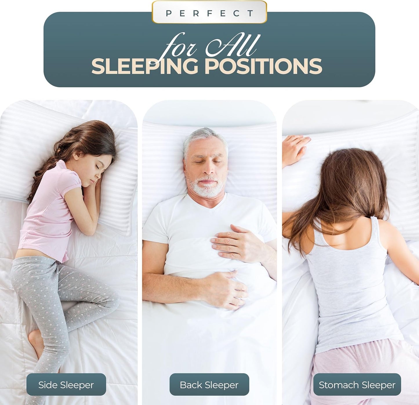 Utopia Bedding Bed Pillows for Sleeping Queen Size (White), Set of 2, Down Alternative Pillow for Sleeping, Cooling Hotel Quality Pillow Set for Back, Stomach or Side Sleepers