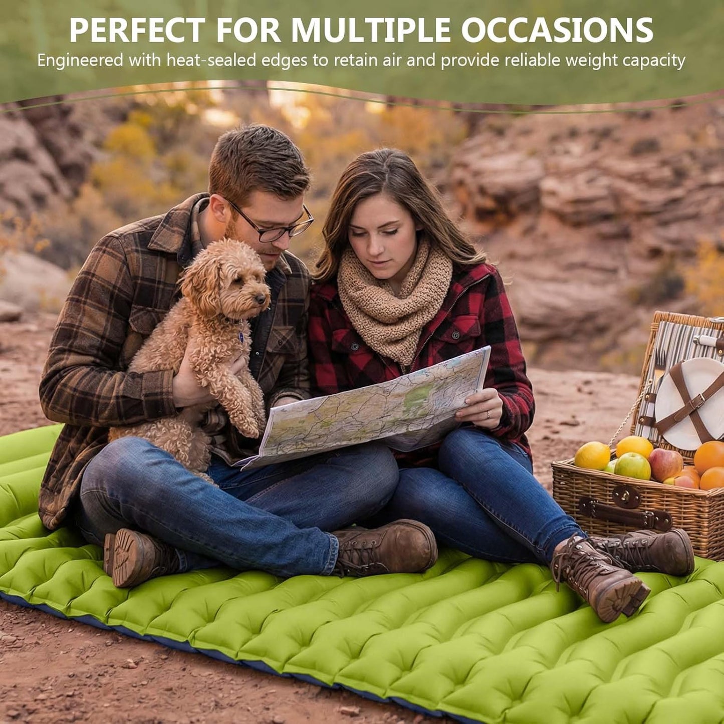 Sleeping Pad, Ultralight Camping Mattress with Pillow, Built-in Foot Pump Inflatable Sleeping Pad Compact for Camping Backpacking Traveling Hiking Tent, Single, Green