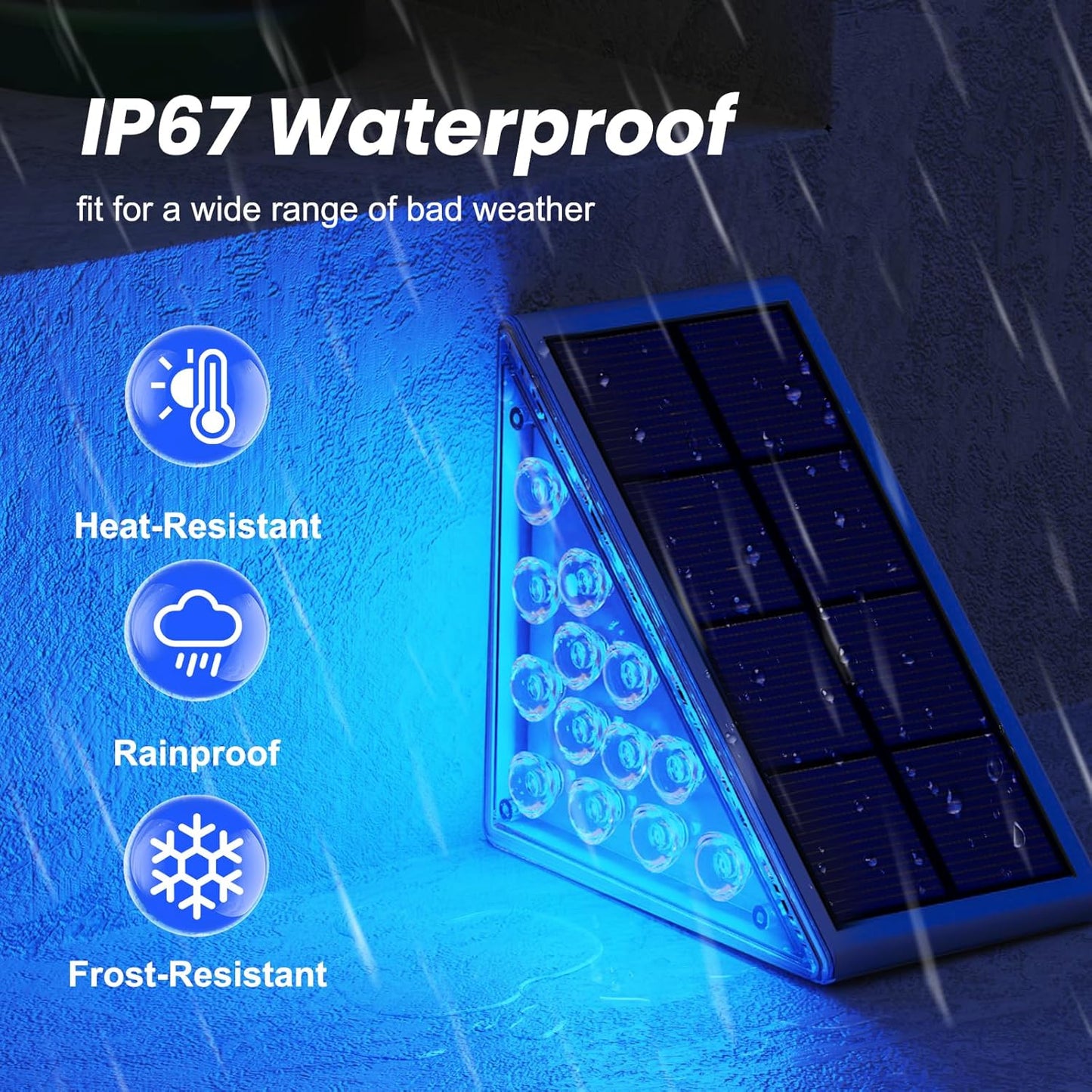 NIORSUN Solar Step Lights,6 Pack Blue LED Outdoor Step Lights, Stair Lights Outdoor for Patio, Fence, Yard, Walkway, Solar Powered Auto On/Off, IP67 Waterproof, Easy Install