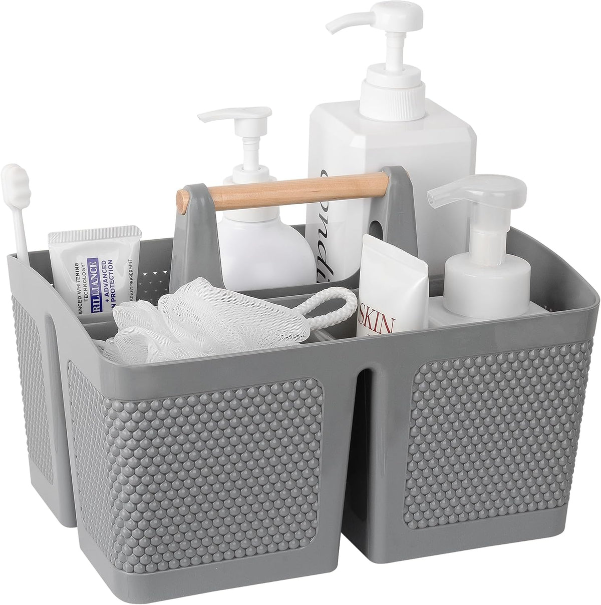 rejomiik Portable Shower Caddy Basket Plastic Cleaning Caddy Organizer Storage Tote with Handle for Bathroom, College, Dorm Room Essentials, Dark Green