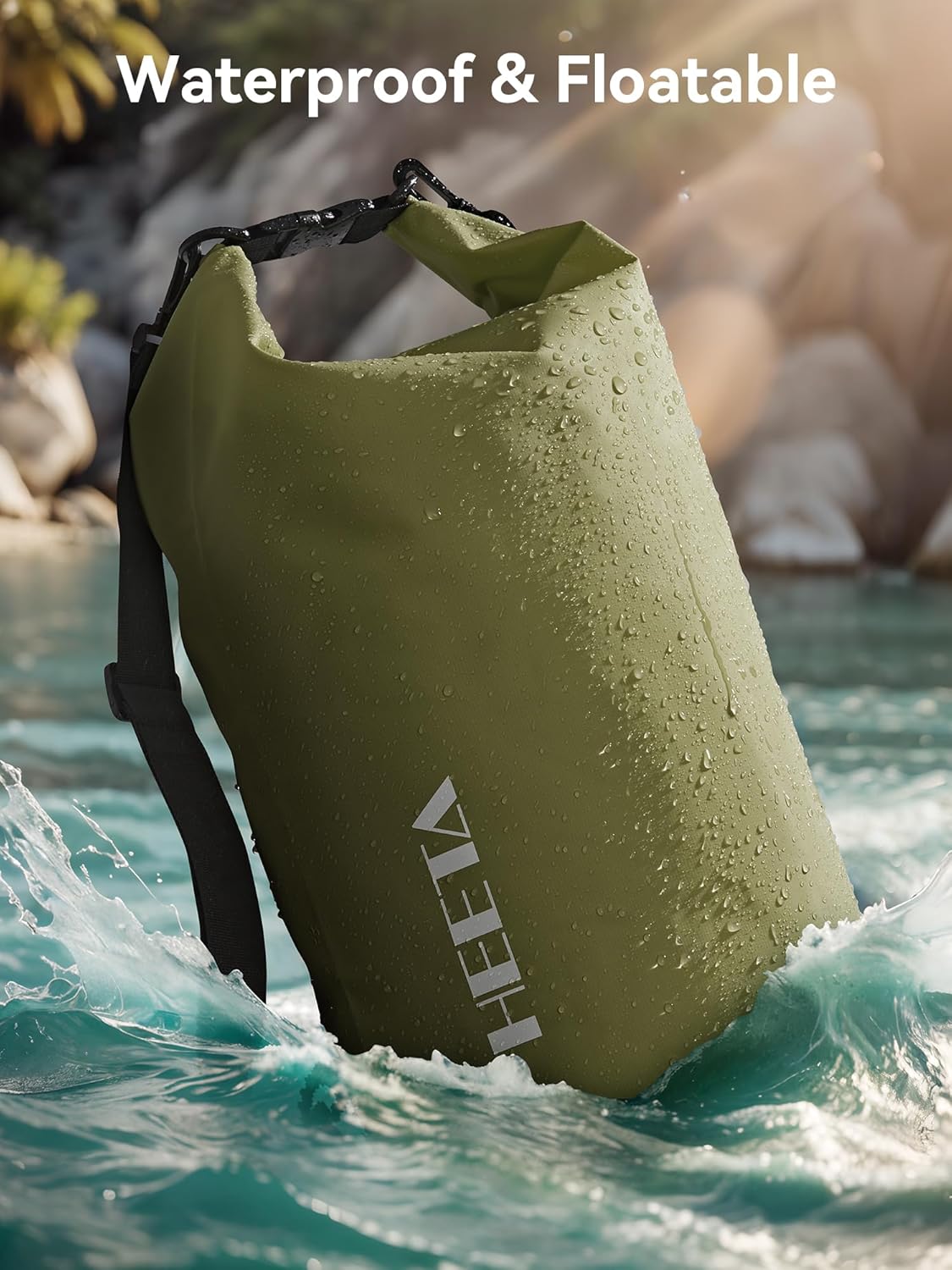 HEETA Waterproof Dry Bag for Women Men, 5L/10L/20L/30L/40L Roll Top Lightweight Dry Storage Bag Backpack with Emergency Whistle for Travel, Kayaking, Boating, Camping, Beach, Cruise Ship Essentials