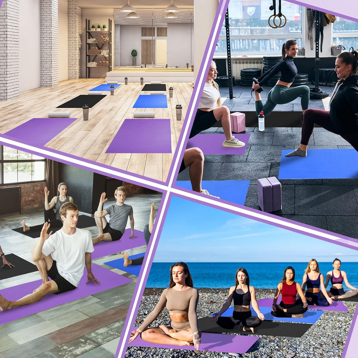 Amylove 12 Pieces Yoga Mats Bulk 68x24x0.12 Inch Exercise Non Slip Fitness Workout Mats for Women Men Home Workout Gym Yoga
